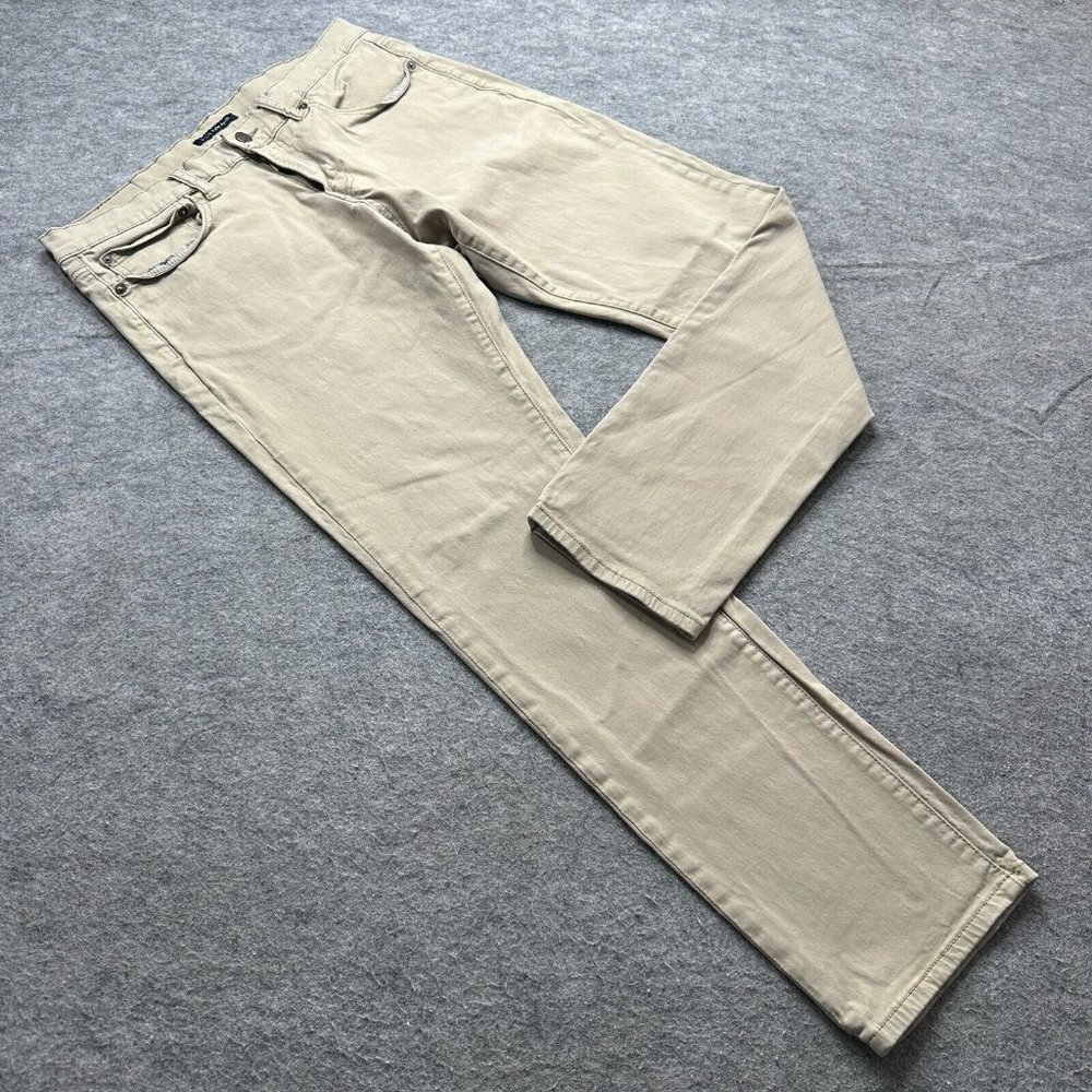 Lucky Brand 110 Slim Tapered 5-Pocket Pants Men 32 x 30 Beige Tan Stretch